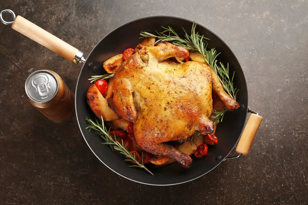 Beer Can Chicken served