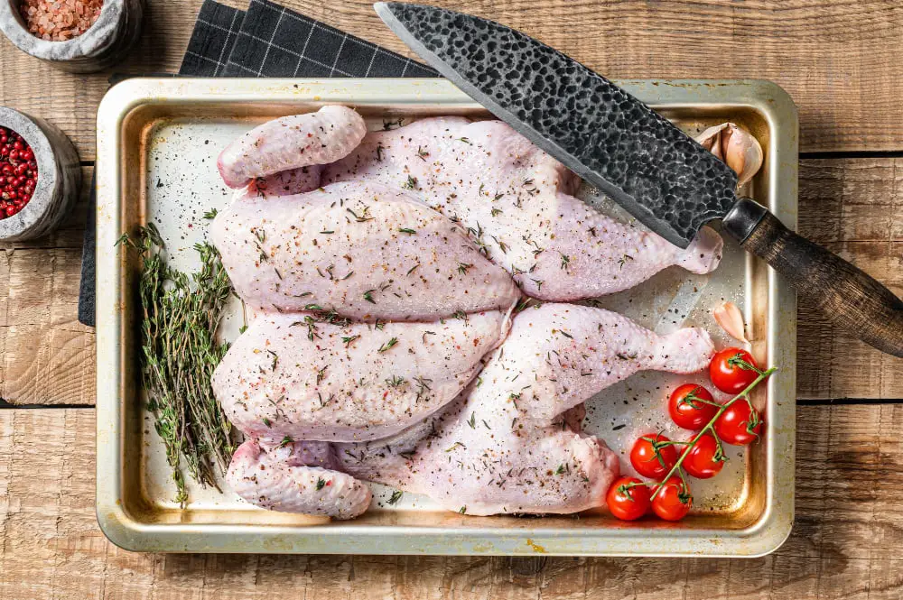 Spatchcock Chicken with seasoning