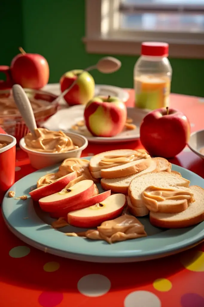 apple slices and peanut butter