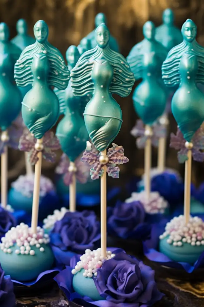 blue or mermaid themed cake pops
