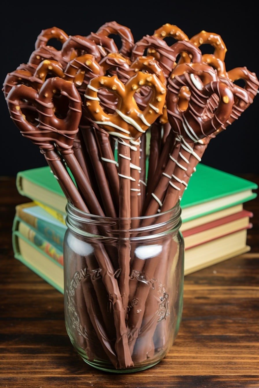 chocolate covered pretzel pencils