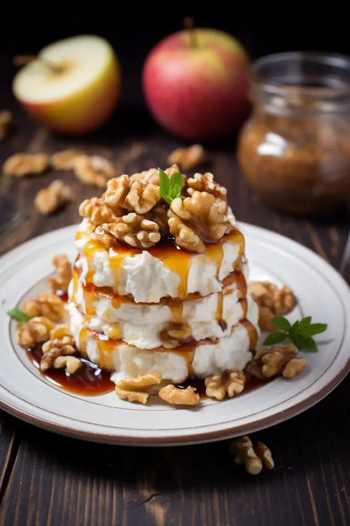 cottage cheese with honey and walnuts
