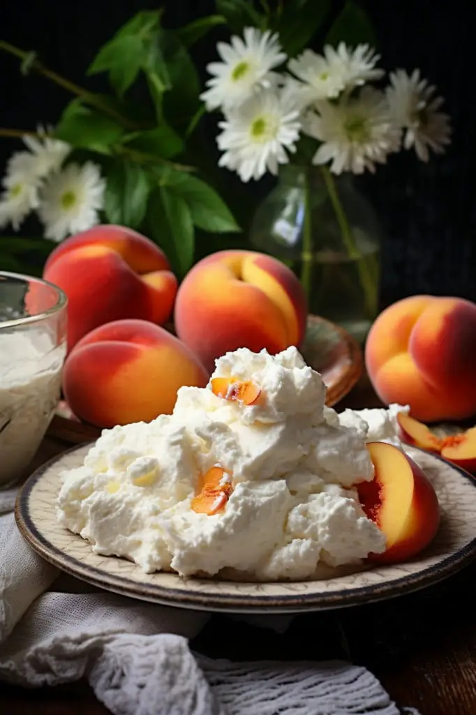 cottage cheese with sliced peaches