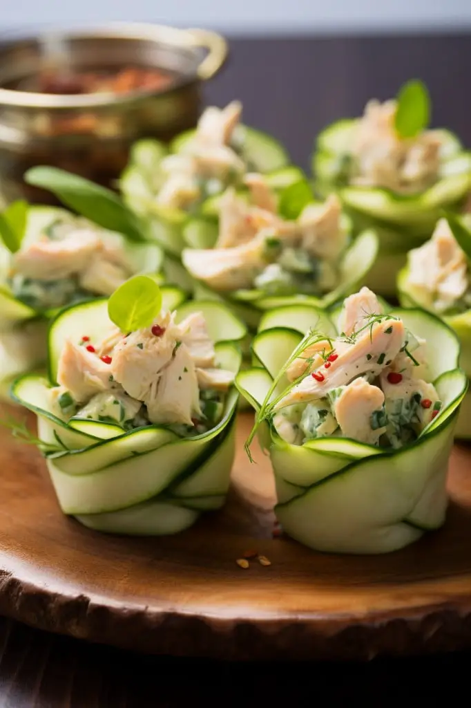 cucumber and chicken salad cups