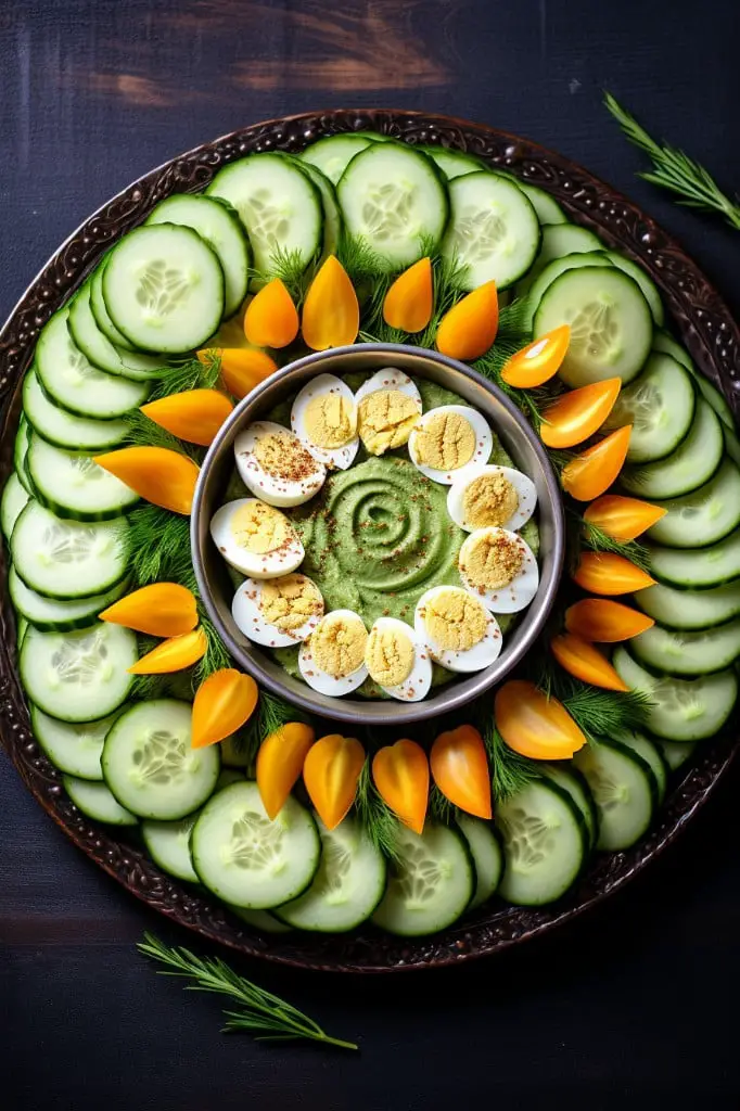 cucumber and hummus