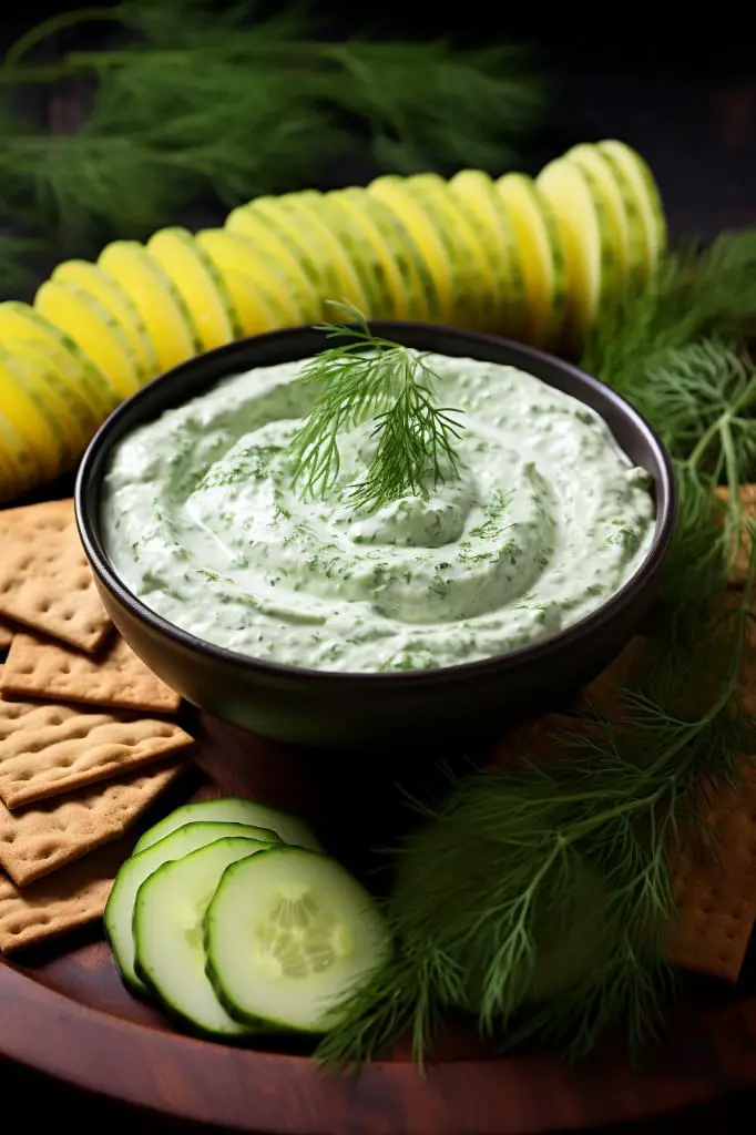 cucumber dill dip with crackers