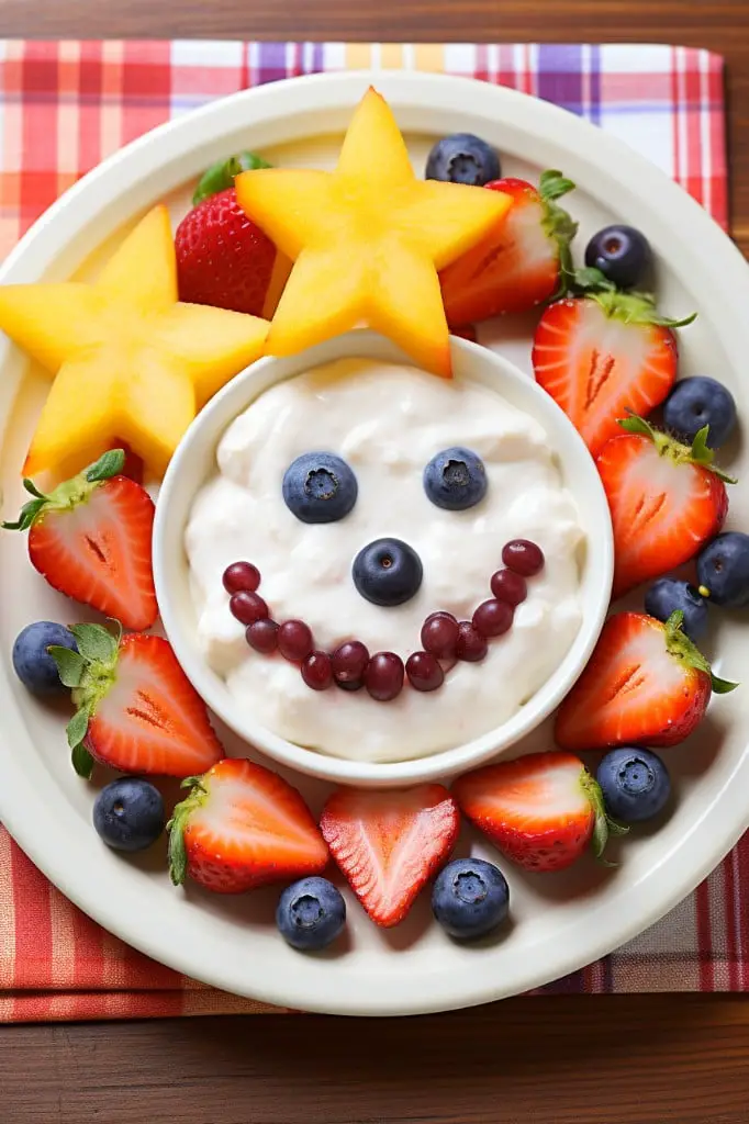 fruit salad with yogurt dip