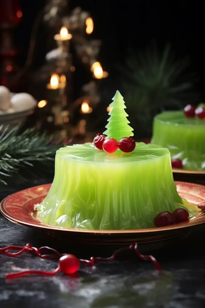 grinch themed gelatin dessert