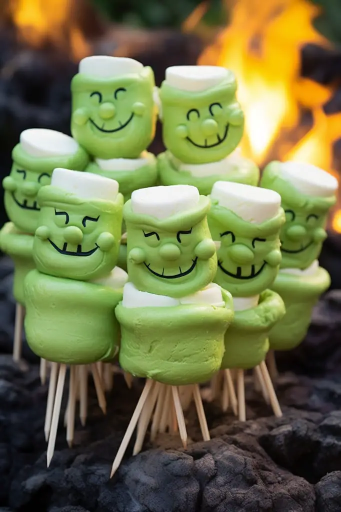 grinch themed green marshmallows