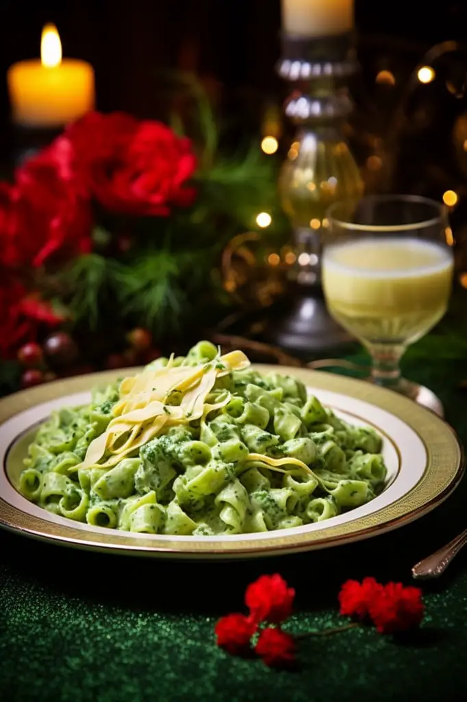 grinch themed green pasta salad