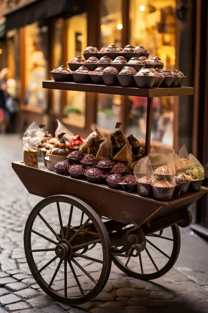 hand made chocolate truffle cart