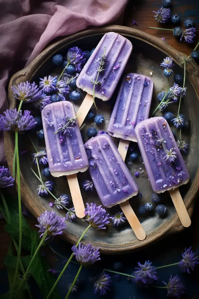 lavender and blueberry popsicles