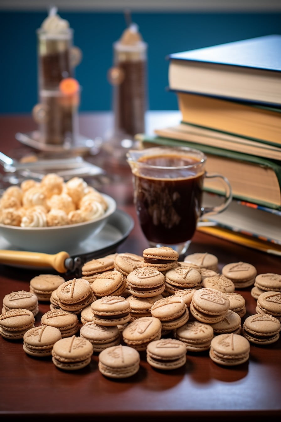 mini coffee flavored macarons