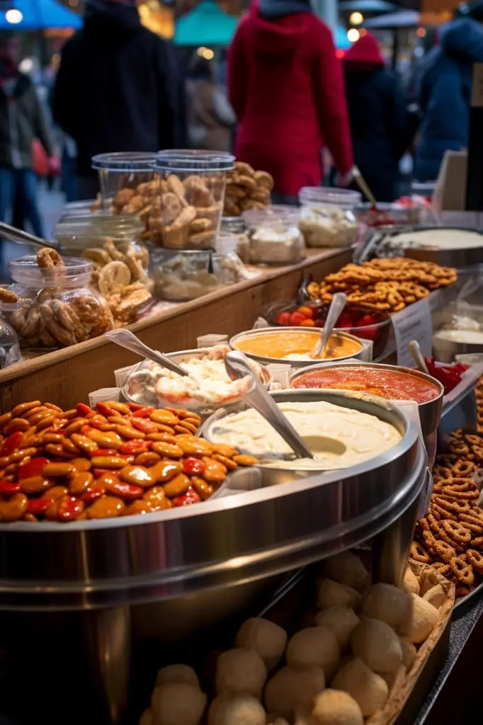 pretzel bits and dip cart