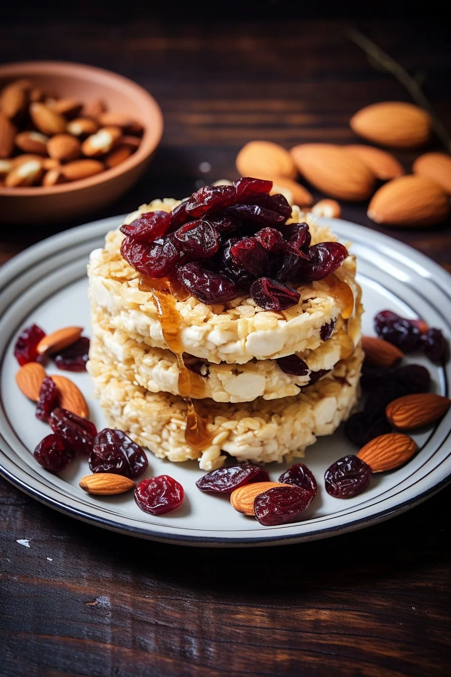 rice cake with cashew butter and dried cranberries
