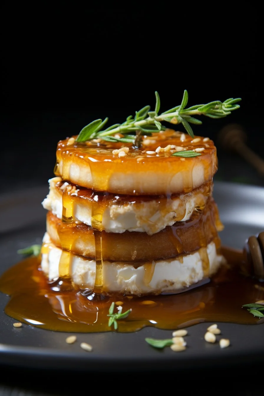 rice cake with goat cheese and honey