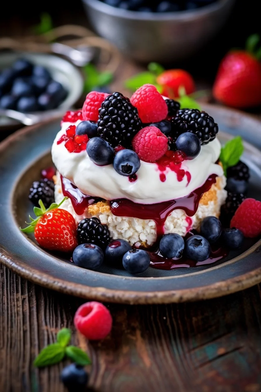 rice cake with greek yogurt and berries