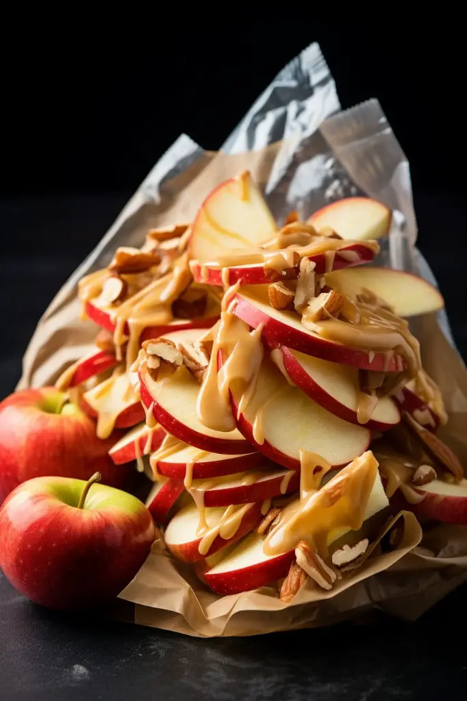 sliced apples and peanut butter