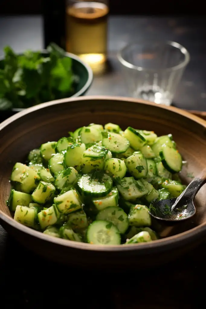 smashed cucumber salad with vinegar