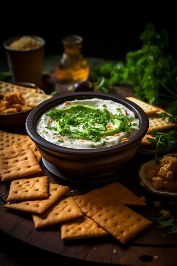 spicy cottage cheese dip with crackers