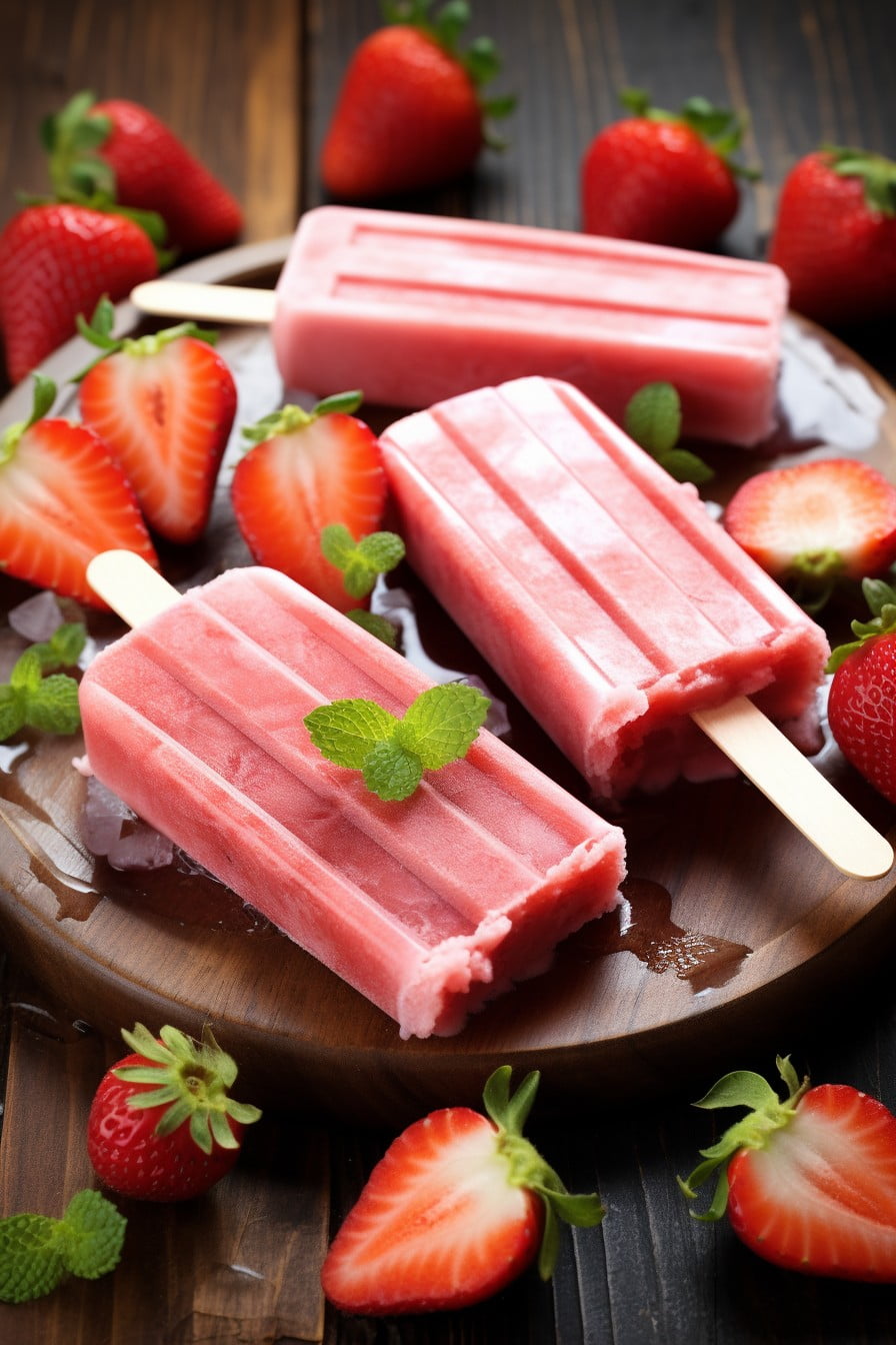 strawberry yogurt popsicles