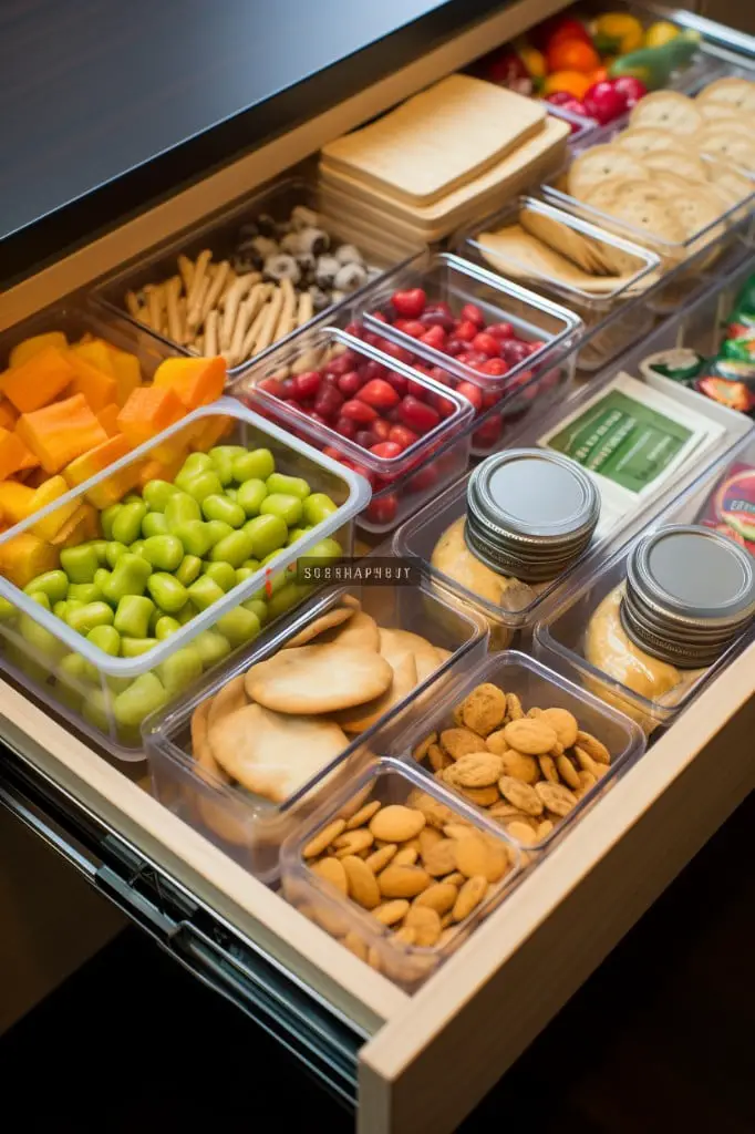 use drawer dividers for a snack drawer