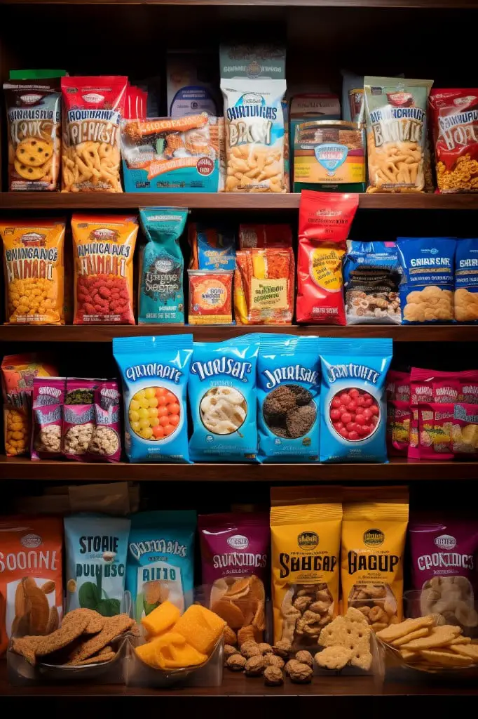 use labeled boxes for each kind of snack