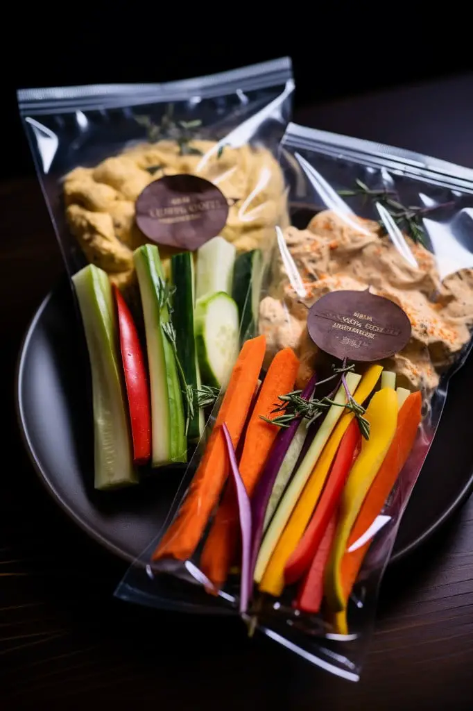 vegetable sticks and hummus