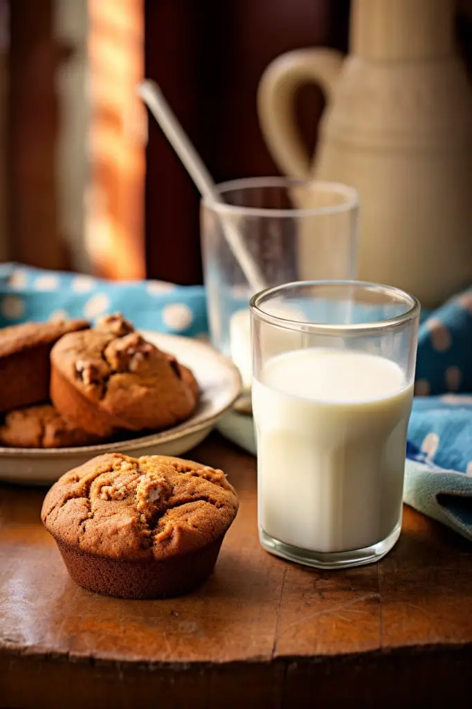 whole grain muffins and milk