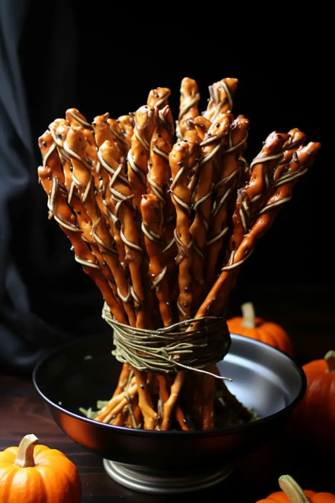 witchs broomstick pretzels