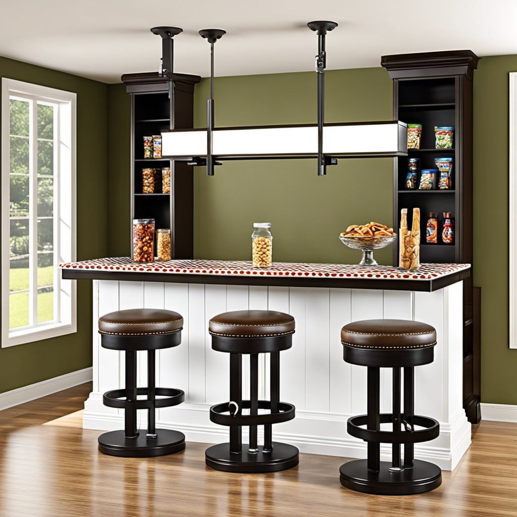 adjustable bar with stools