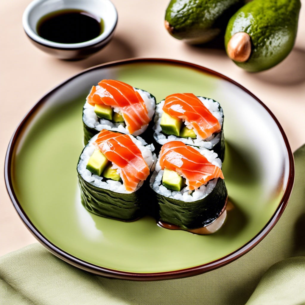 avocado and salmon sushi