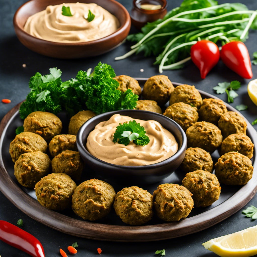 baked falafel with hummus dip