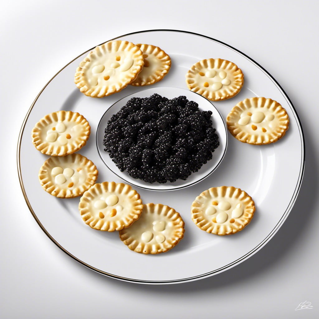 black caviar on white crackers