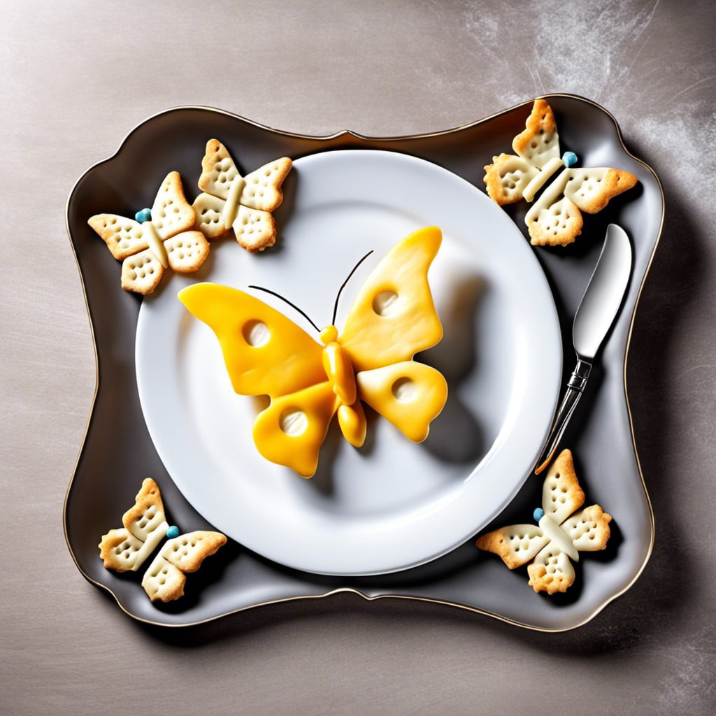 butterfly shaped cheese and crackers