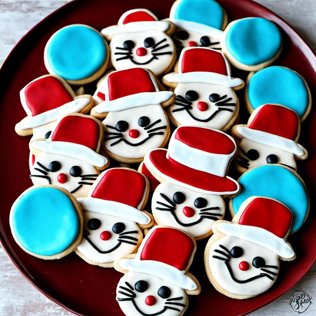cat in the hat themed sugar cookies