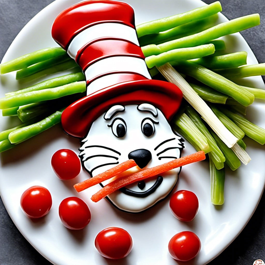 cat in the hat veggie sticks with dip