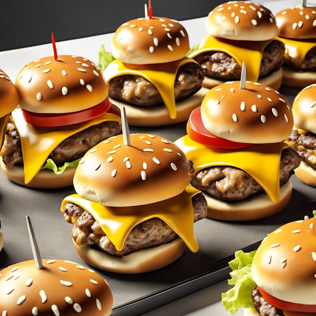 cheeseburger sliders served in infladium