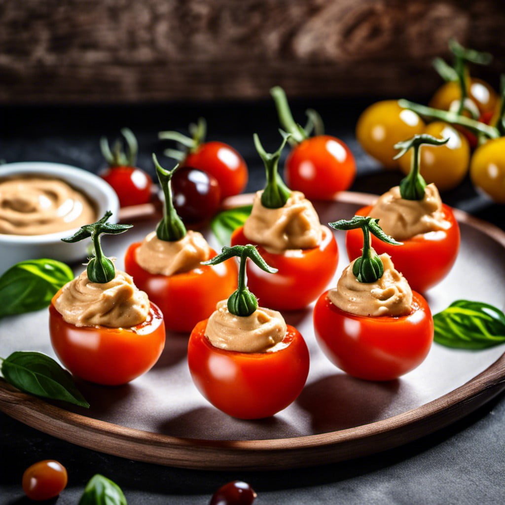 cherry tomato and hummus bites