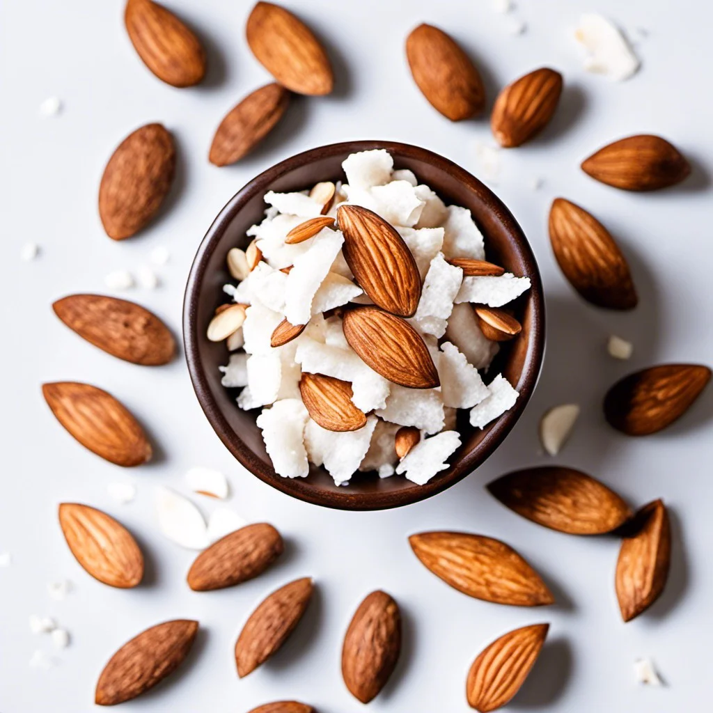 coconut flakes and almond snack mix