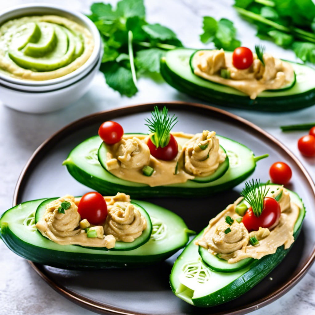 cucumber hummus boats