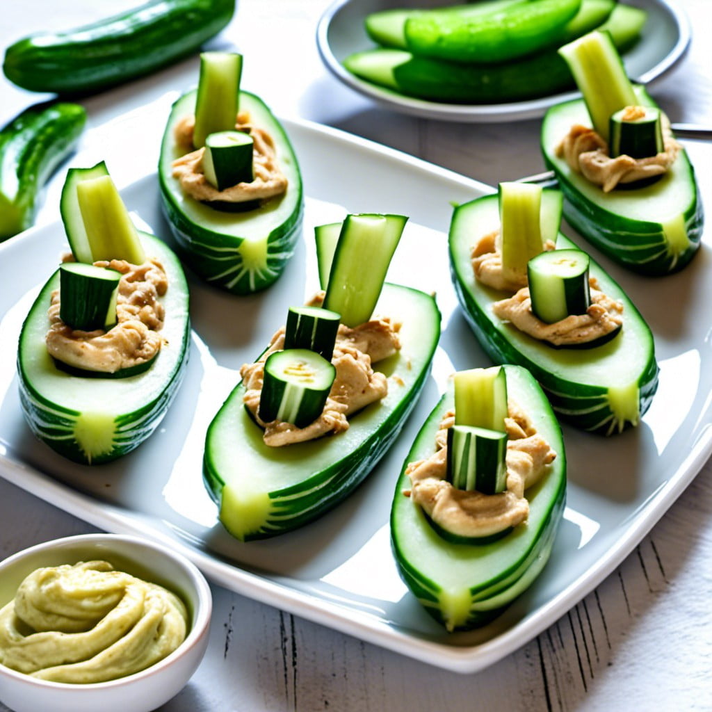 cucumber hummus boats