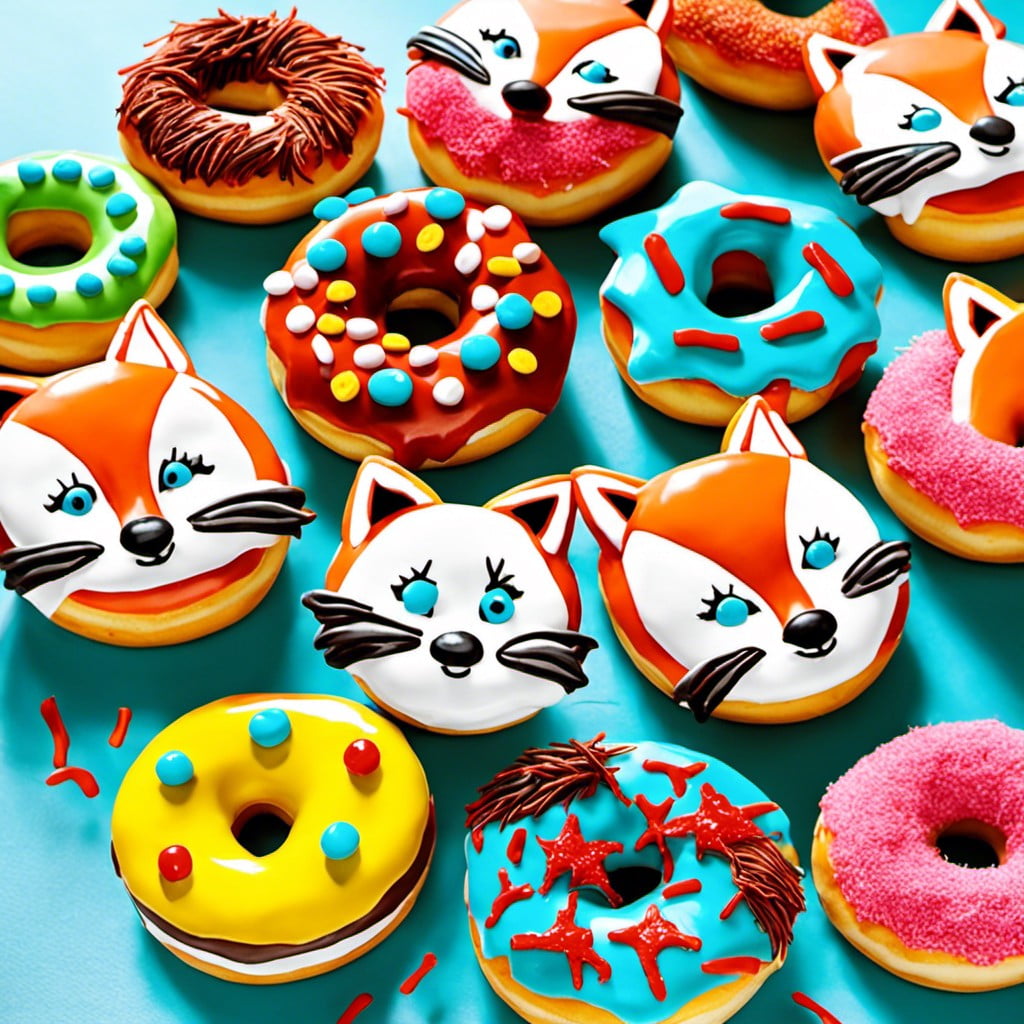 dr. seuss inspired fox and sock decorated donuts