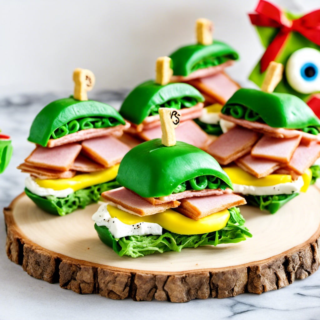 dr. seusss green eggs and ham mini sandwiches