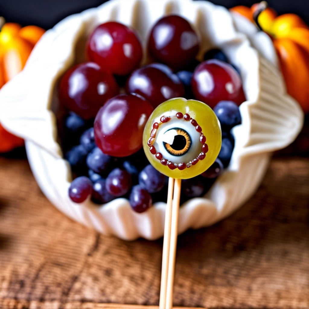 eyeball grapes on toothpicks
