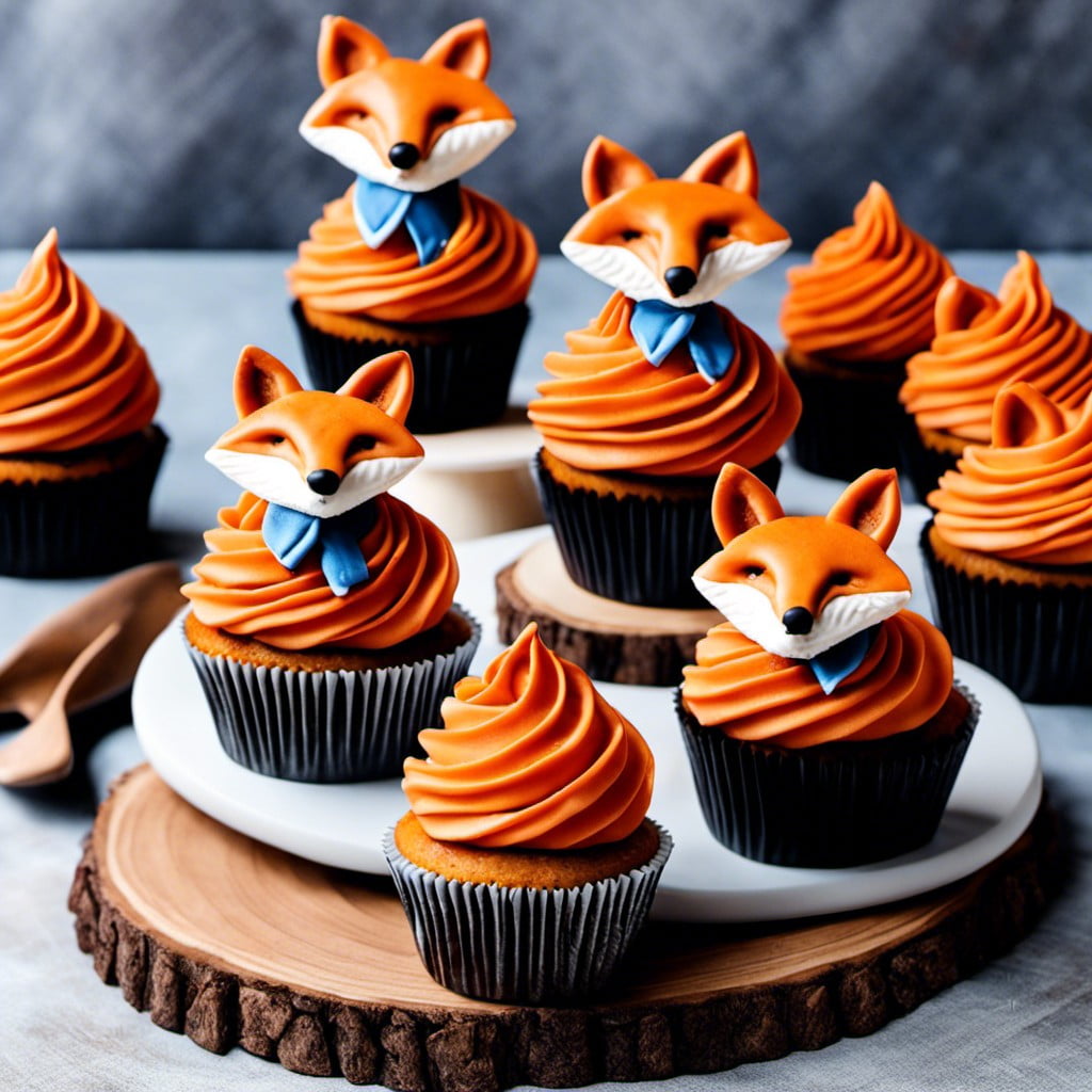 fox cupcakes with sock frosting