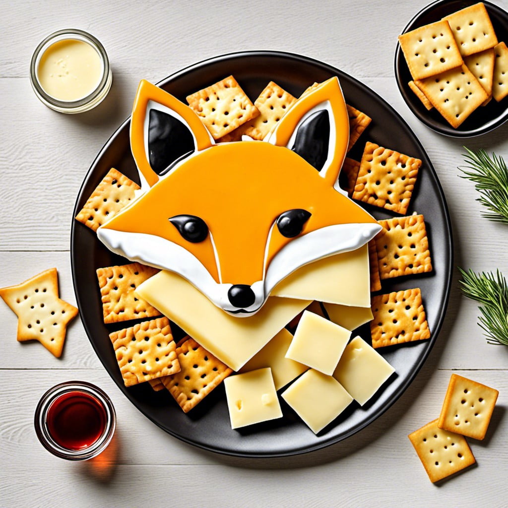 fox shaped cheese and crackers