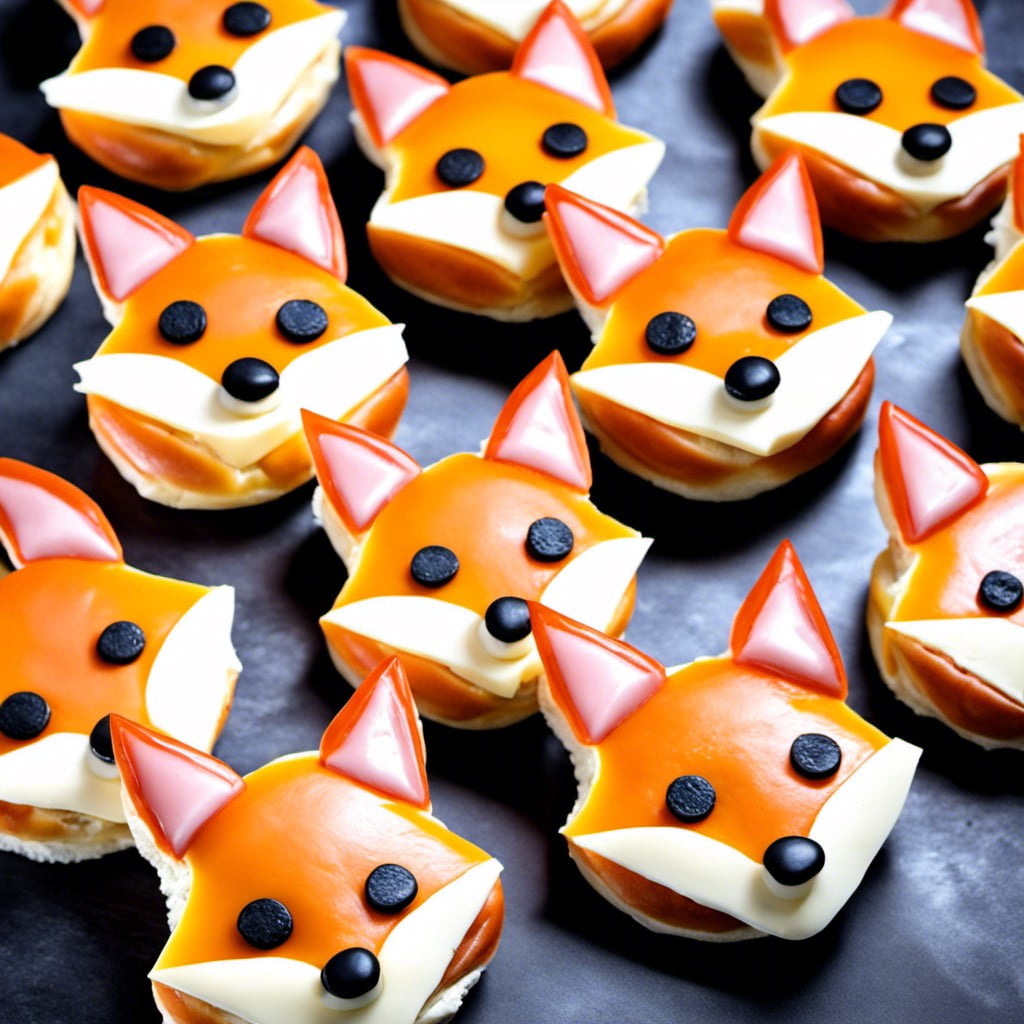 fox shaped ham and cheese sliders