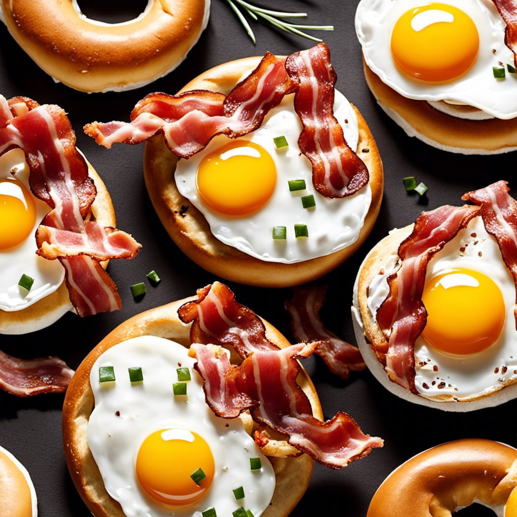 fried egg and bacon bagel