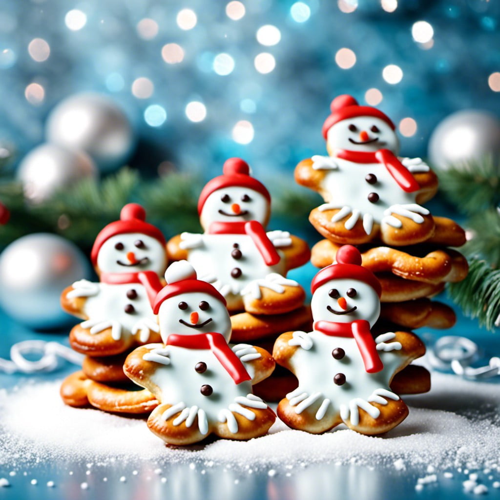 frosted snowman pretzels